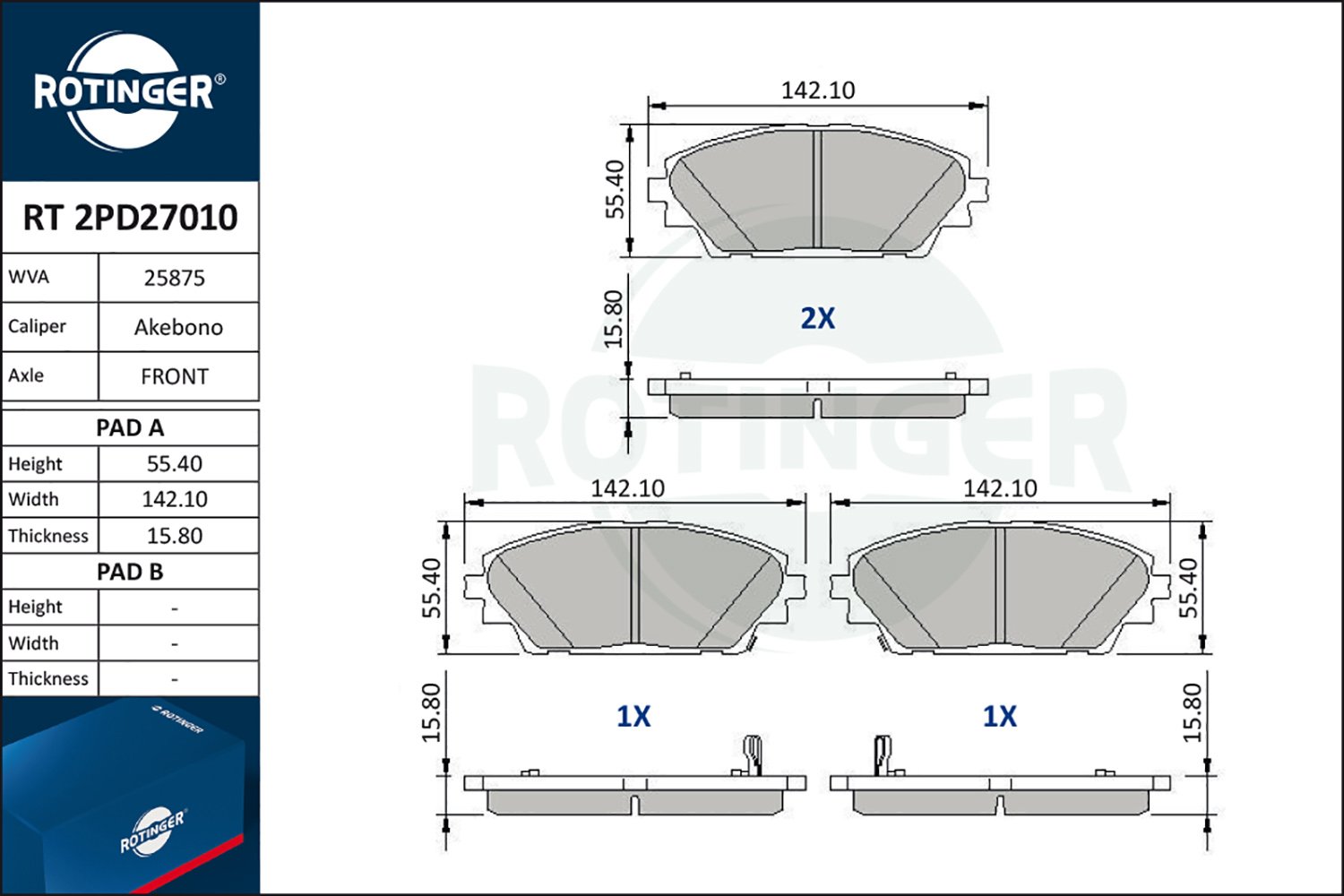 ROTINGER Fékbetét, mind RT2PD27010_ROT